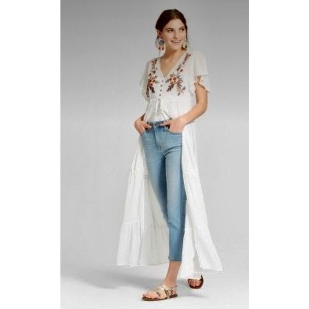 Short Sleeve Button Front Duster Kimono
